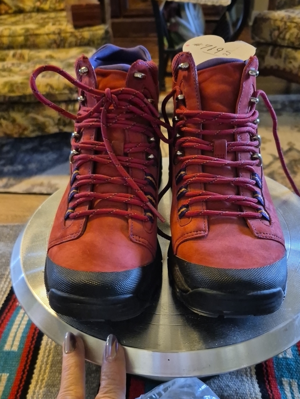 Cole Haan&NikeAirStratus hikingbootsNubuckLeather Red&PurpleAccents sz.8.(#719S)